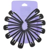 Lot de 12 barrettes clic clac noires à paillettes au fini mat