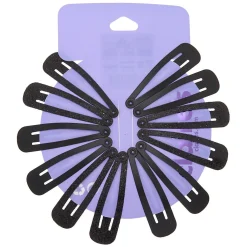 Lot de 12 barrettes clic clac noires à paillettes au fini mat
