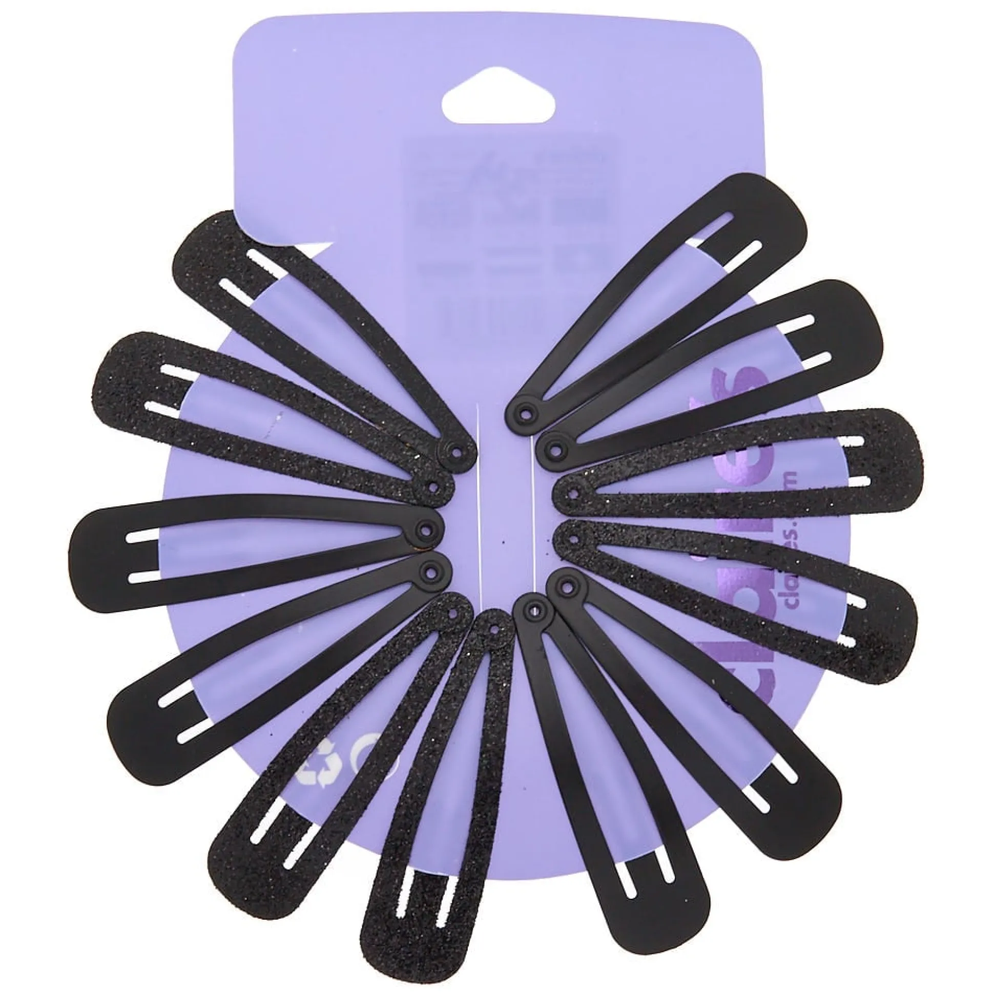 Lot de 12 barrettes clic clac noires à paillettes au fini mat