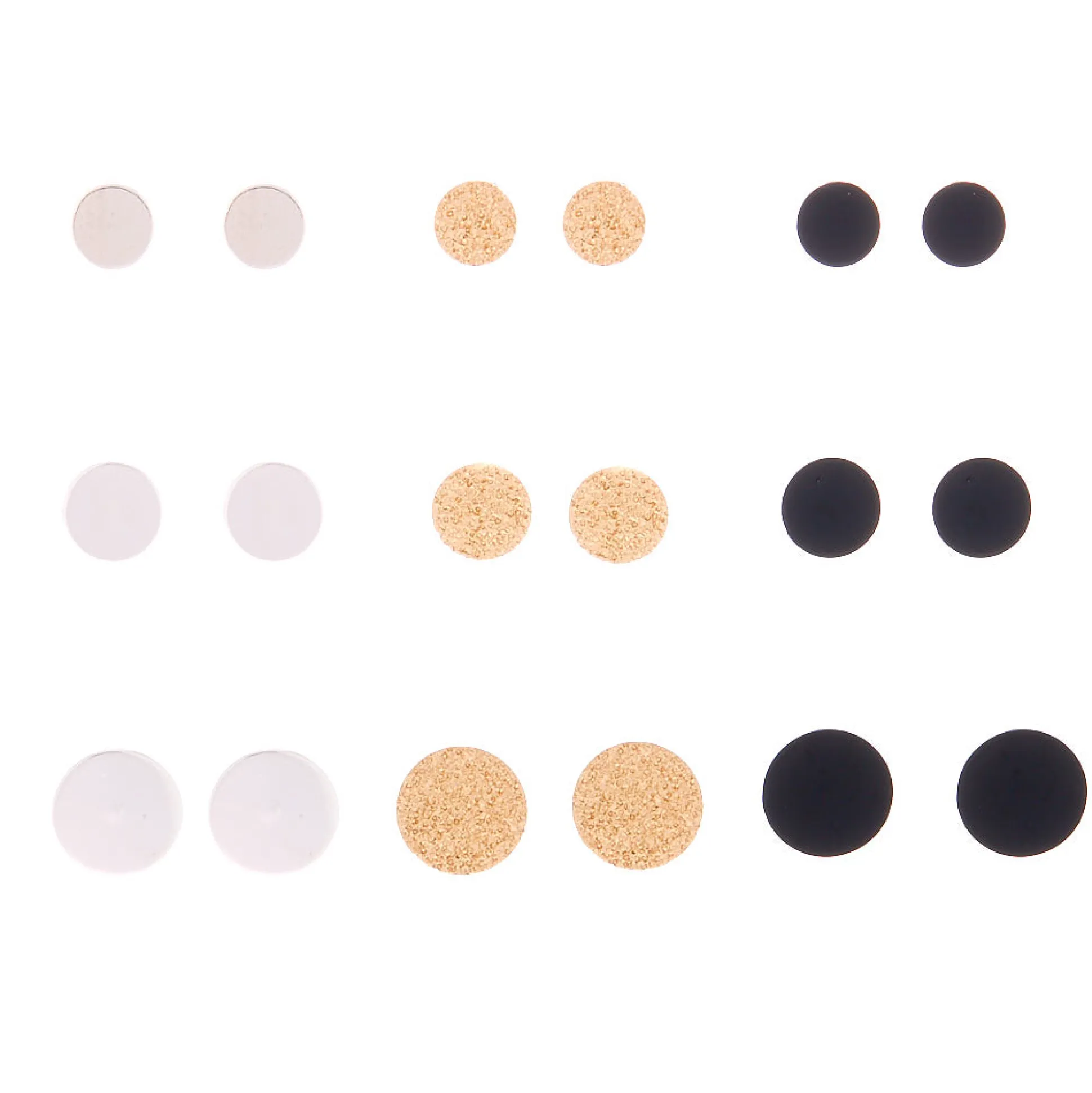 Lot de 9 clous d'oreille plats à effet gradué en métaux mixtes