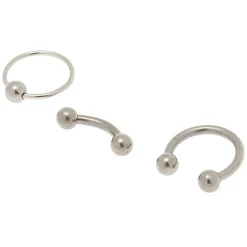 Lot de 3 paires de créoles pour piercing de cartilage 16 g couleur titané