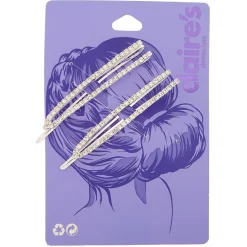 Lot de 2 épingles plates ajourées avec strass couleur argenté