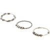 Lot de 3 anneaux pour le nez tressés Bali couleur argenté