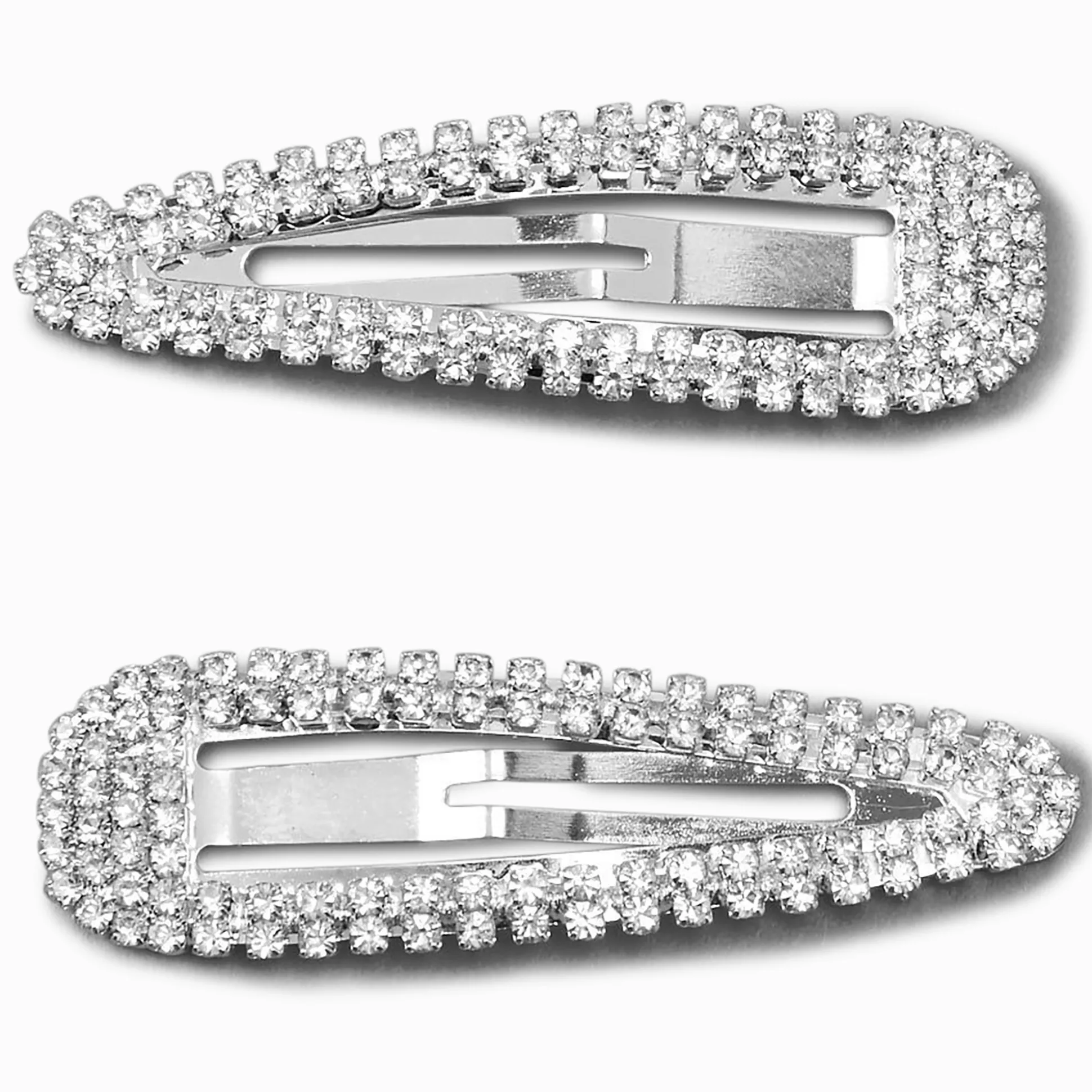 Lot de 2 barrettes avec strass couleur argenté