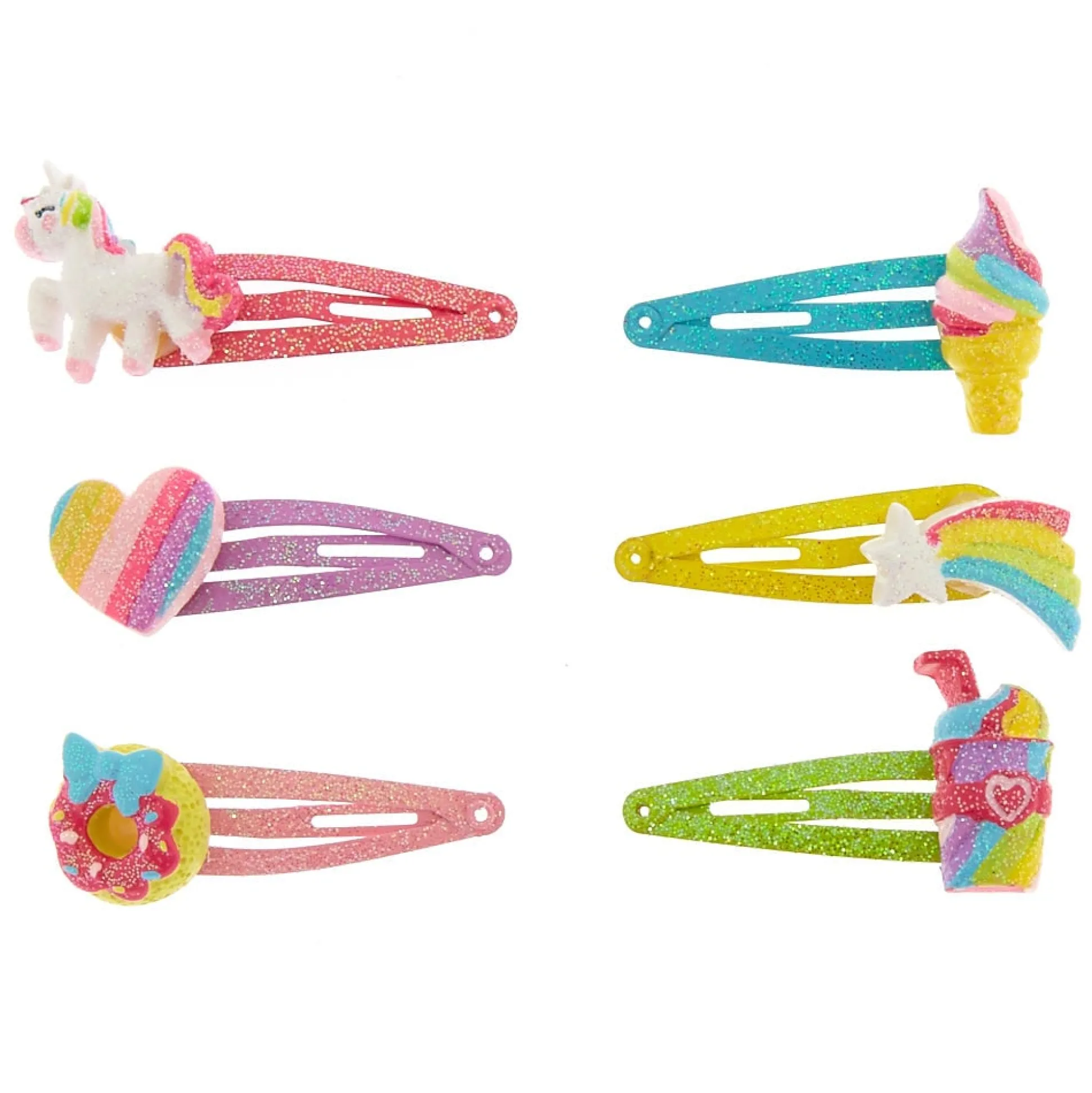 Lot de 6 barrettes clic clac arc-en-ciel pour enfants