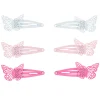 Lot de 6 barrettes clic clac roses pailletées motif papillon du Claire's Club