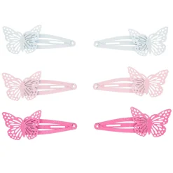 Lot de 6 barrettes clic clac roses pailletées motif papillon du Claire's Club