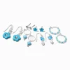 Lot de boucles d'oreilles superposables avec fleurs perlées bleues années 90 - Lot de 6