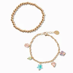 Lot de bracelets à breloques iridescentes Uptown couleur dorée - Lot de 2