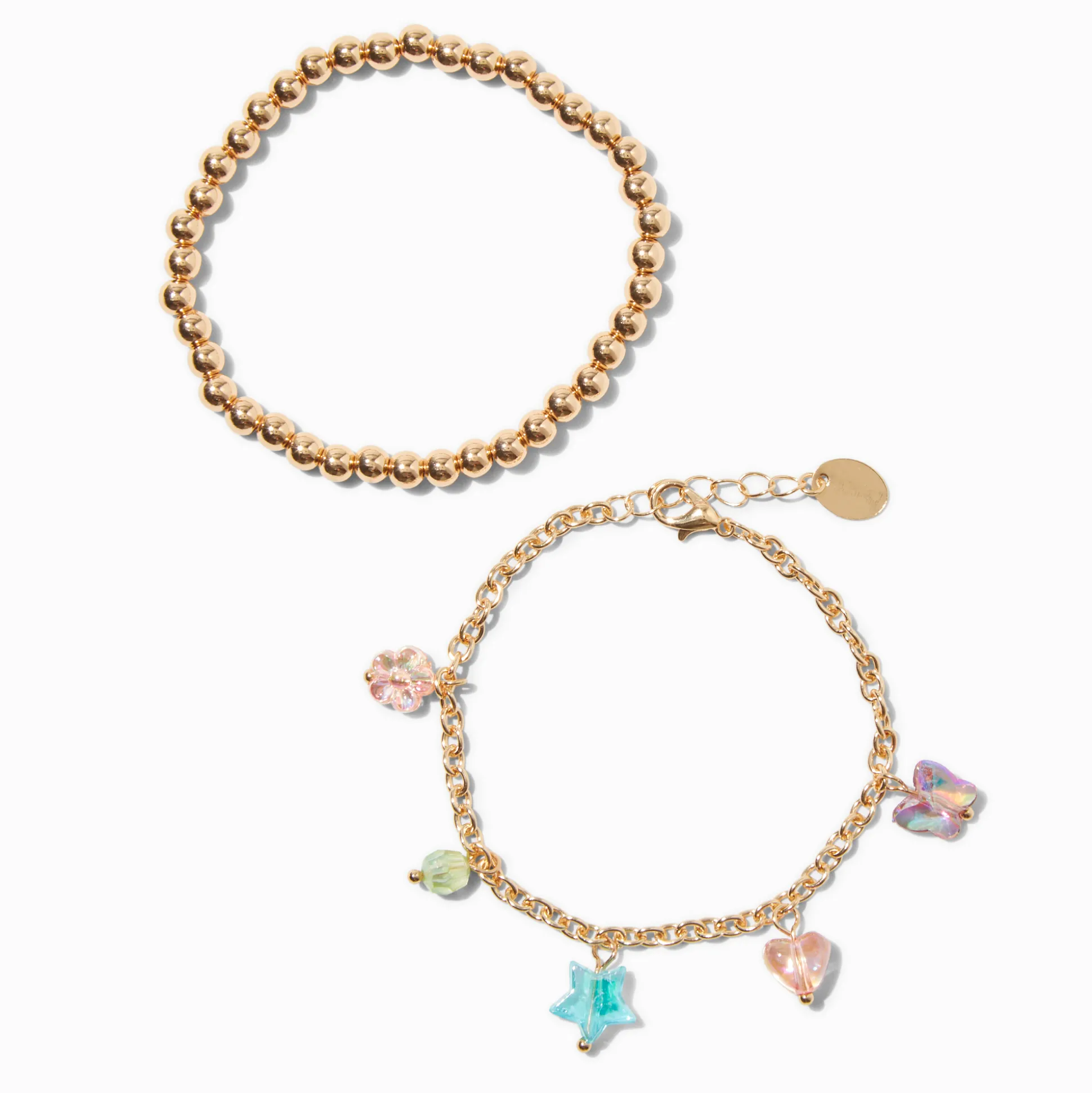 Lot de bracelets à breloques iridescentes Uptown couleur dorée - Lot de 2