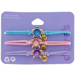 Lot de 3 bracelets ajustables best friends tortue pastel