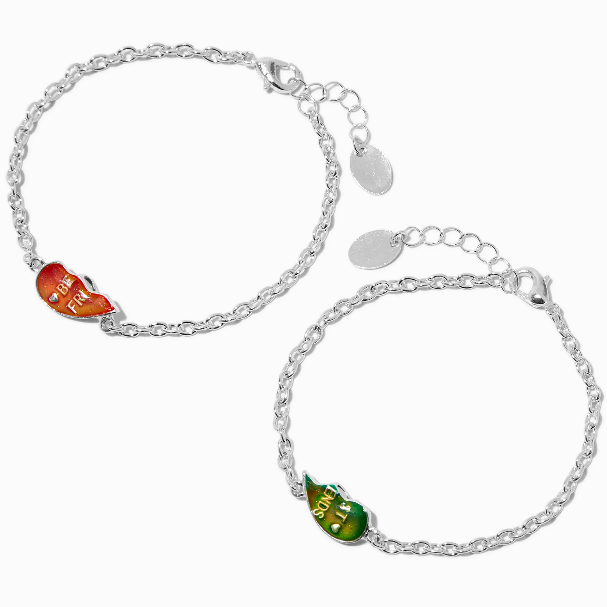 Lot de 2 bracelets d'humeur best friends à breloque en forme de cœur
