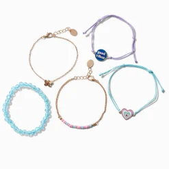 Lot de bracelets d'humeur réglables et perlés « Good Vibes » - Lot de 5