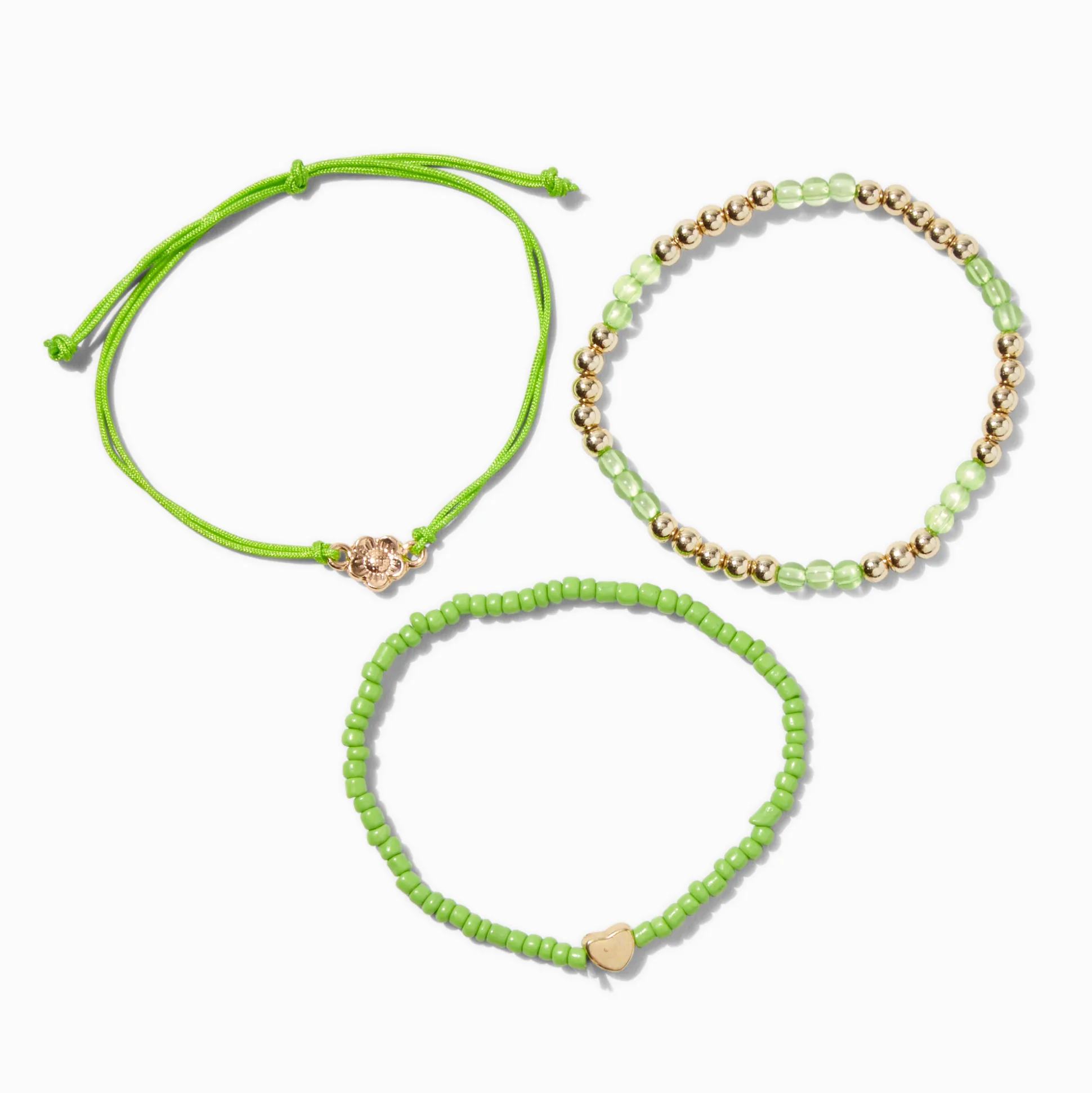 Lot de bracelets en perles de rocaille inspiration « Grow » vert citron - Lot de 3