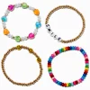 Lot de bracelets élastiques perlés « Smile » visage souriant - Lot de 4