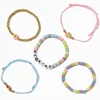 Lot de bracelets perles de rocaille pâte fimo paix - Lot de 5