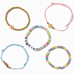 Lot de bracelets perles de rocaille pâte fimo paix - Lot de 5