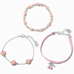 Lot de bracelets perlés cerise roses - Lot de 3