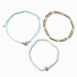 Lot de bracelets perlés d’inspiration « Never Lost » bleu clair - Lot de 3