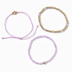 Lot de bracelets perlés inspiration « Strength » violet - Lot de 3