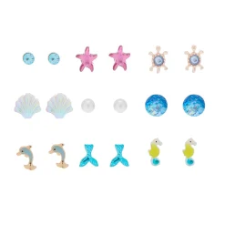 Lot de 9 clous d'oreille thème sous l’océan