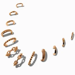 Lot de créoles superposables décorées de tailles graduelles couleur dorée - Lot de 6