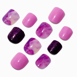 Lot de faux ongles vegan autocollants tie-dye violets Claire's Club - Lot de 10
