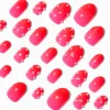 Lot de faux ongles vegan stiletto perle d'imitation rouge dégradé - Lot de 24