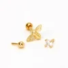 Lot de piercings d'oreilles pour cartilage boule et zircon cubique, abeille 1,2 mm en acier inoxydable couleur dorée - Lot de 3