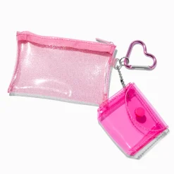 Lot de porte-monnaies transparents roses - Lot de 2