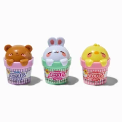 Lot de pots de gloss petits animaux nouilles porte-bonheur - Lot de 3