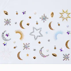 Lot de strass pour le corps célestes métalliques couleur argentée et couleur dorée épais