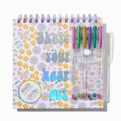 Lot de stylo gel et carnet à croquis floral « Sketch Your Heart Out »