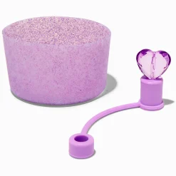 Lot fond de protection rose et bouchon pour paille cœur pour gourde - Lot de 2