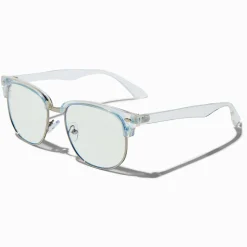 Lunettes à verres transparents bleu clair avec réduction de la lumière bleue