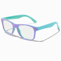 Lunettes à verres transparents rétro violet et bleu sarcelle Claire's Club