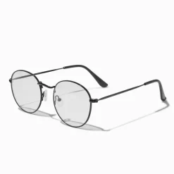 Lunettes à verres transparents rondes métalliques noires