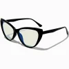 Lunettes à verres transparents œil de chat noires avec réduction de la lumière bleue