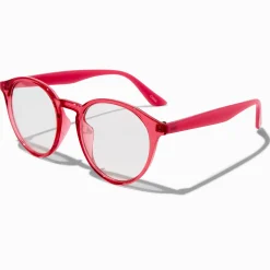 Lunettes à verres transparents rétro rose vif avec réduction de la lumière bleue