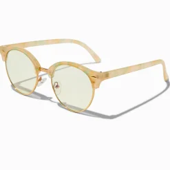 Lunettes à verres transparents brun clair avec effet marbré et réduction de la lumière bleue