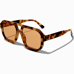 Lunettes de soleil aviateur écaille de tortue marron