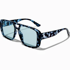 Lunettes de soleil aviateur écaille de tortue bleues