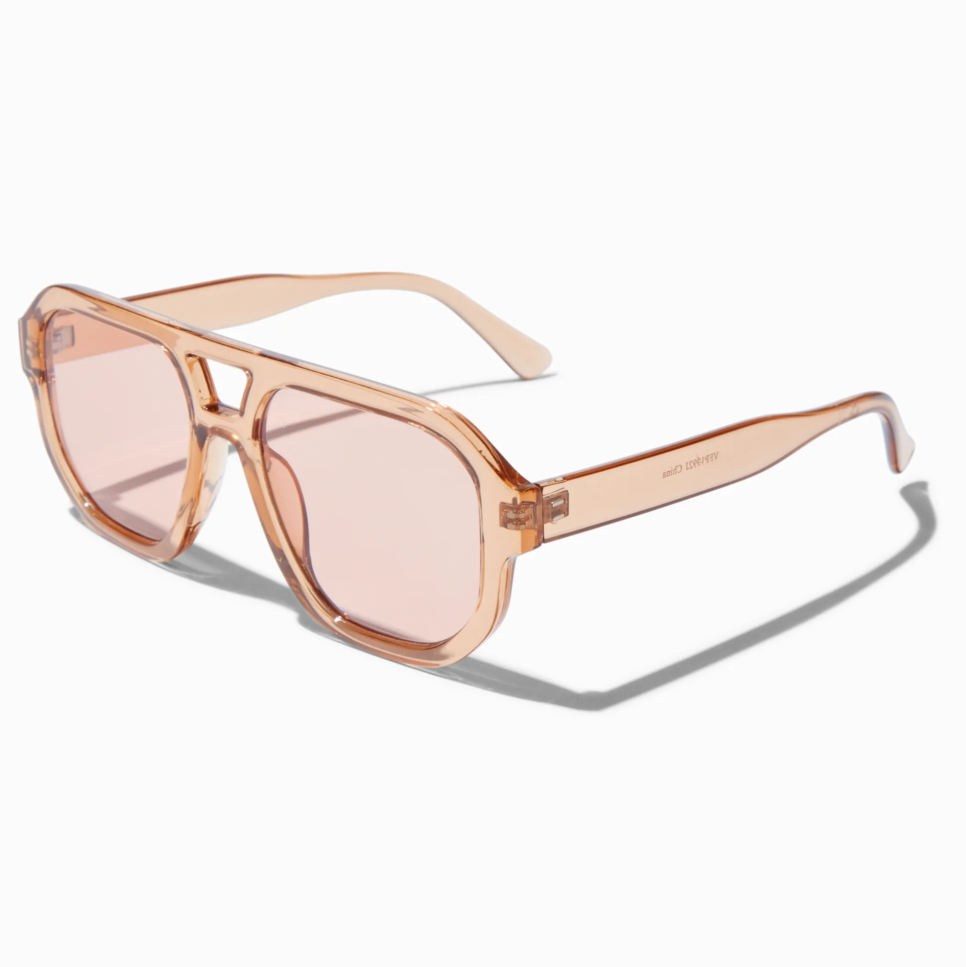 Lunettes de soleil aviateur transparentes marron clair