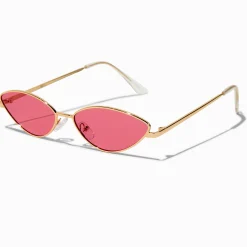 Lunettes de soleil métalliques fines œil de chat roses