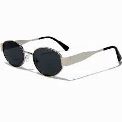 Lunettes de soleil métalliques ovales fini écaille de tortue noir