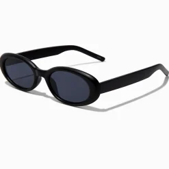 Lunettes de soleil ovales noir mat