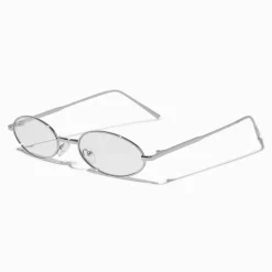 Lunettes fines à verres transparents ovales couleur argentée