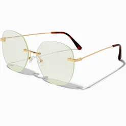 Lunettes rondes à verres transparents et bordure verte avec réduction de la lumière bleue