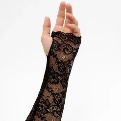 Manchettes en dentelle florale - Noir