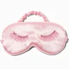 Masque de sommeil en faux satin avec cils rose tendre